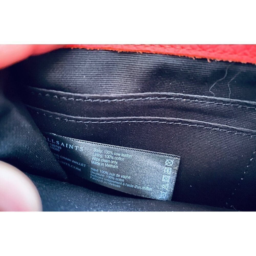 AllSaints Captain Chain Wallet Coral Leather Crossbody‎ Removable Strap - Picture 11 of 12
